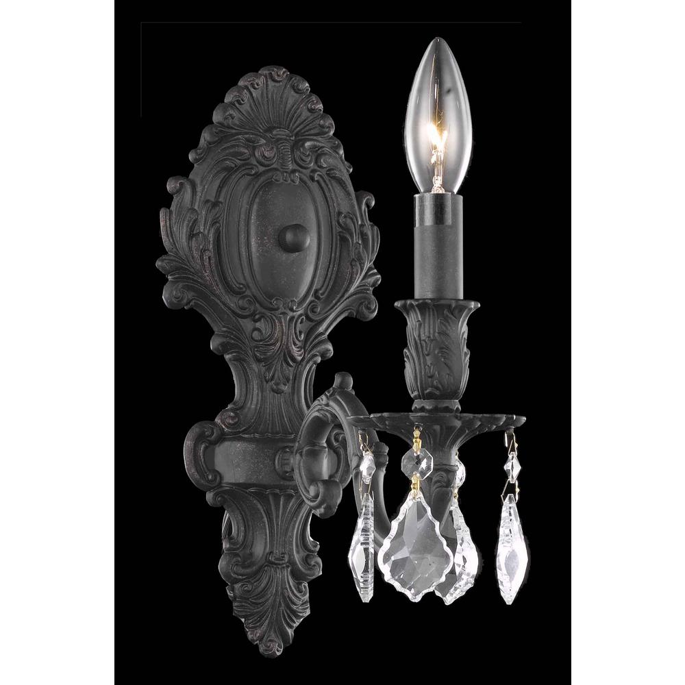 Monarch 1 light Dark Bronze Wall Sconce Clear Royal Cut Crystal