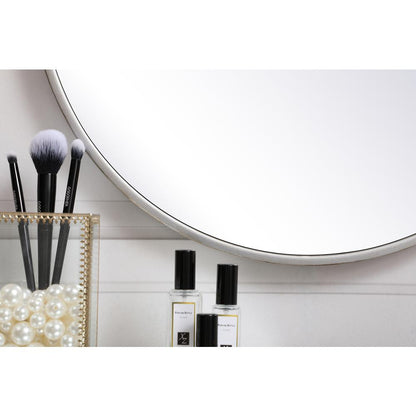 Metal frame round mirror 18 inch in silver