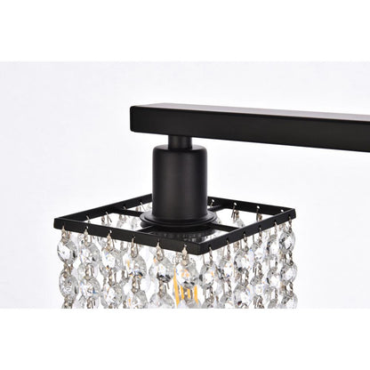 Phineas 3 lights bath sconce in black with clear crystals