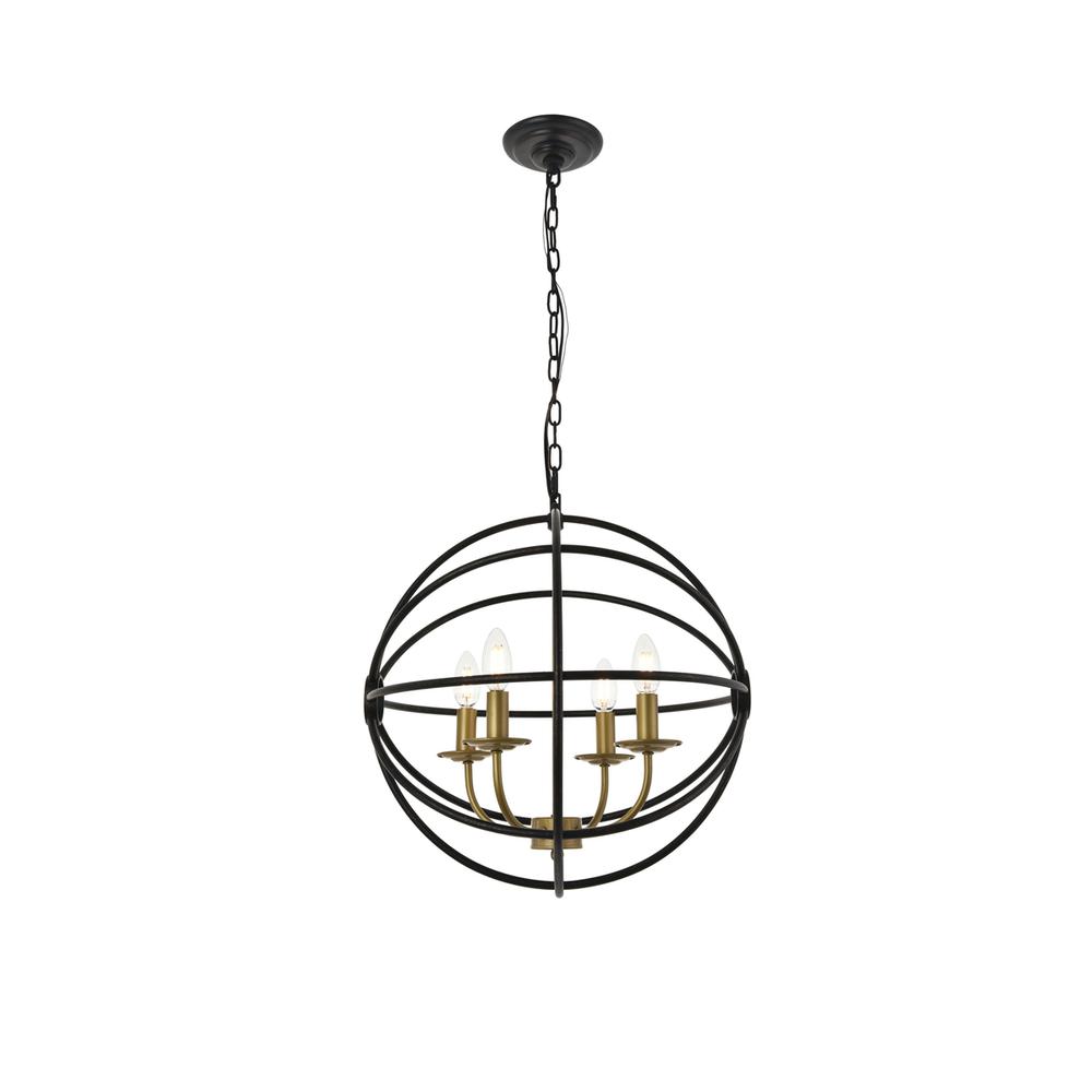 Octavia 4 light Brass and Dark Brown Pendant