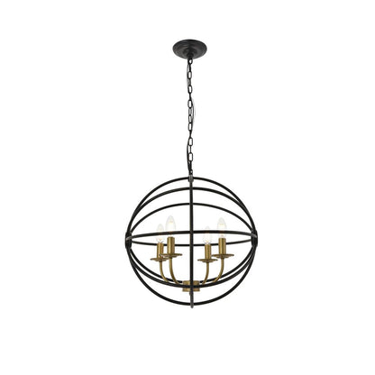 Octavia 4 light Brass and Dark Brown Pendant