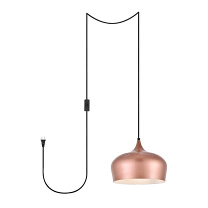 Nora 1 Light honey gold plug-in pendant