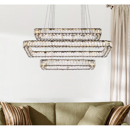 Monroe 42 inch LED triple rectangle pendant in black