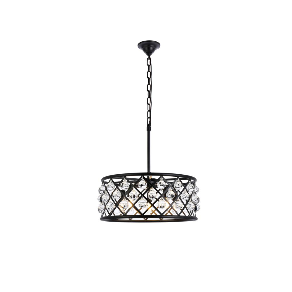 Madison 5 light Matte Black Pendant Clear Royal Cut Crystal