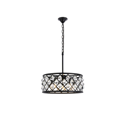 Madison 5 light Matte Black Pendant Clear Royal Cut Crystal