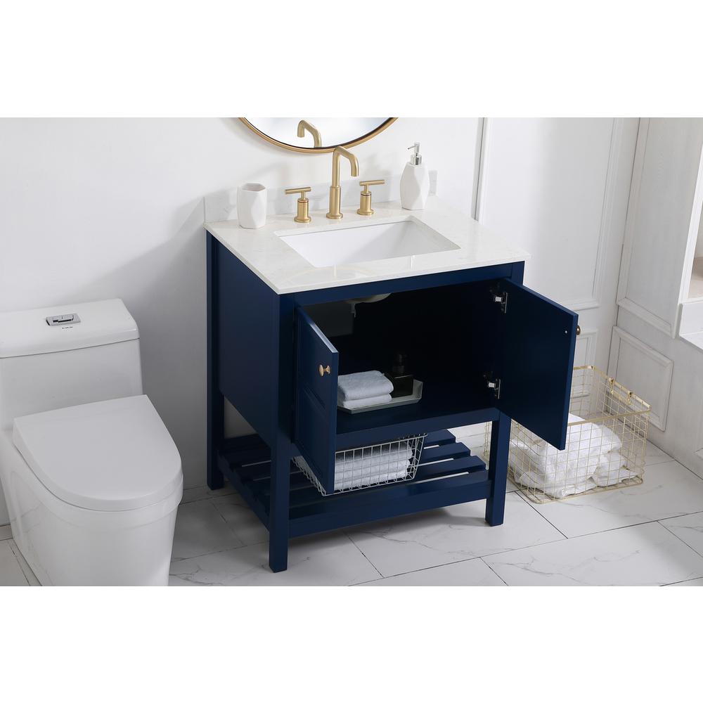 30 inch Single Bathroom Vanity in Blue with Backsplash
