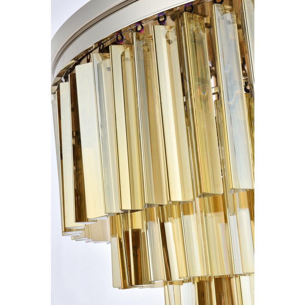 Sydney 17 light polished nickel Flush Mount Golden Teak