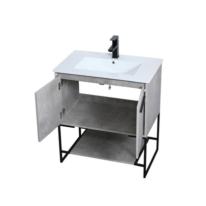 30 inch  Single Bathroom Vanity in Concrete Grey