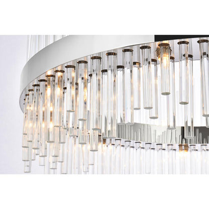 Dallas 36 inch round crystal pendant in chrome