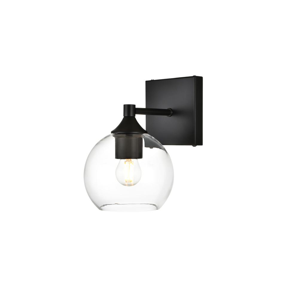 Foster 1 light Black and Clear Bath Sconce
