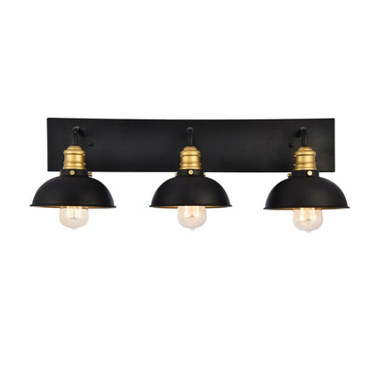 Anders Collection Wall Sconce D27 H8.3 Lt:3 Black and Brass Finish