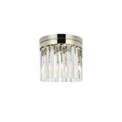 Sydney 3 light polished nickel Flush Mount Clear Royal Cut Crystal