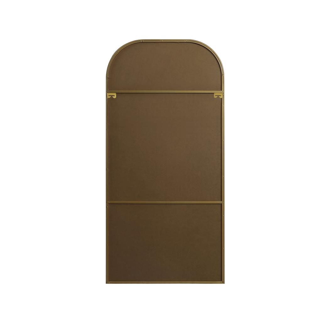 Metal Frame Arch Full Length Mirror 32x66 Inch in Brass