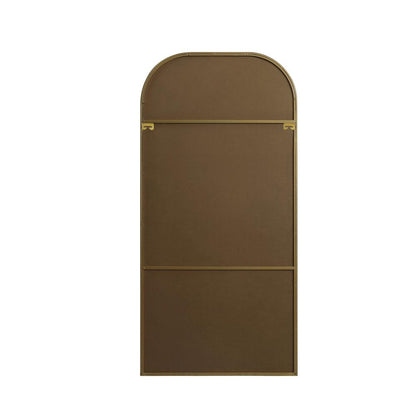 Metal Frame Arch Full Length Mirror 32x66 Inch in Brass