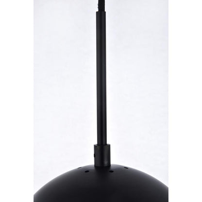 Eclipse 1 Light Black Pendant With Frosted White Glass