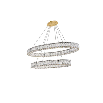 Monroe Integrated LED light Gold Chandelier Clear Royal Cut Crystal