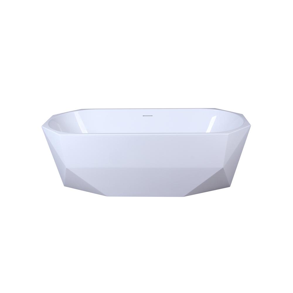 67 inch soaking diamond style bathtub in glossy white