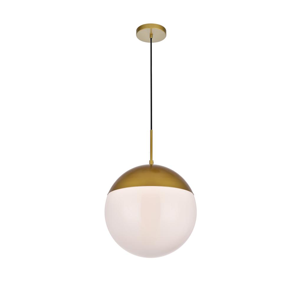 Eclipse 1 Light Brass Pendant With Frosted White Glass