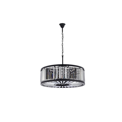 Chelsea 10 light Matte Black Chandelier Silver Shade (Grey) Royal Cut Crystal