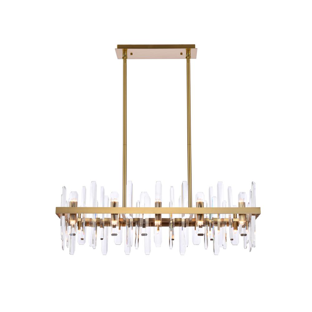 Serena 36 inch crystal rectangle chandelier in satin gold