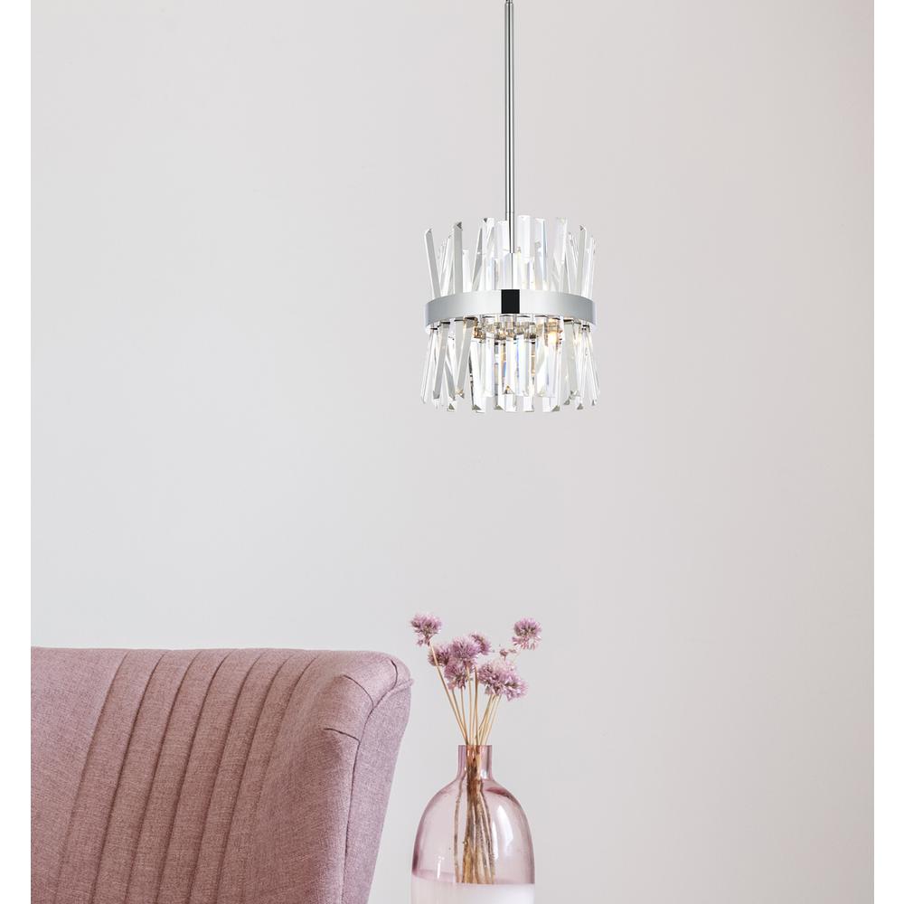 Serephina 12 inch crystal round pendant light in chrome