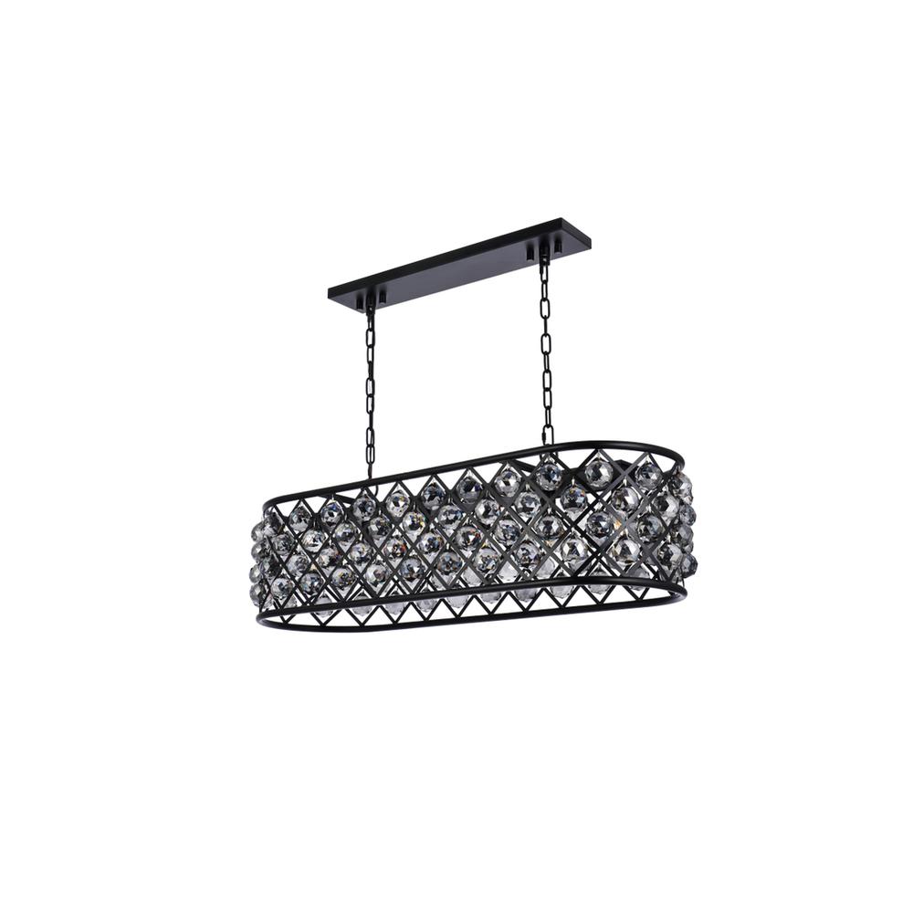 Madison 6 light Matte Black Chandelier Silver Shade (Grey) Royal Cut Crystal