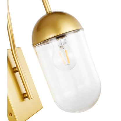 Kace 1 Light Brass And Clear Glass Wall Sconce