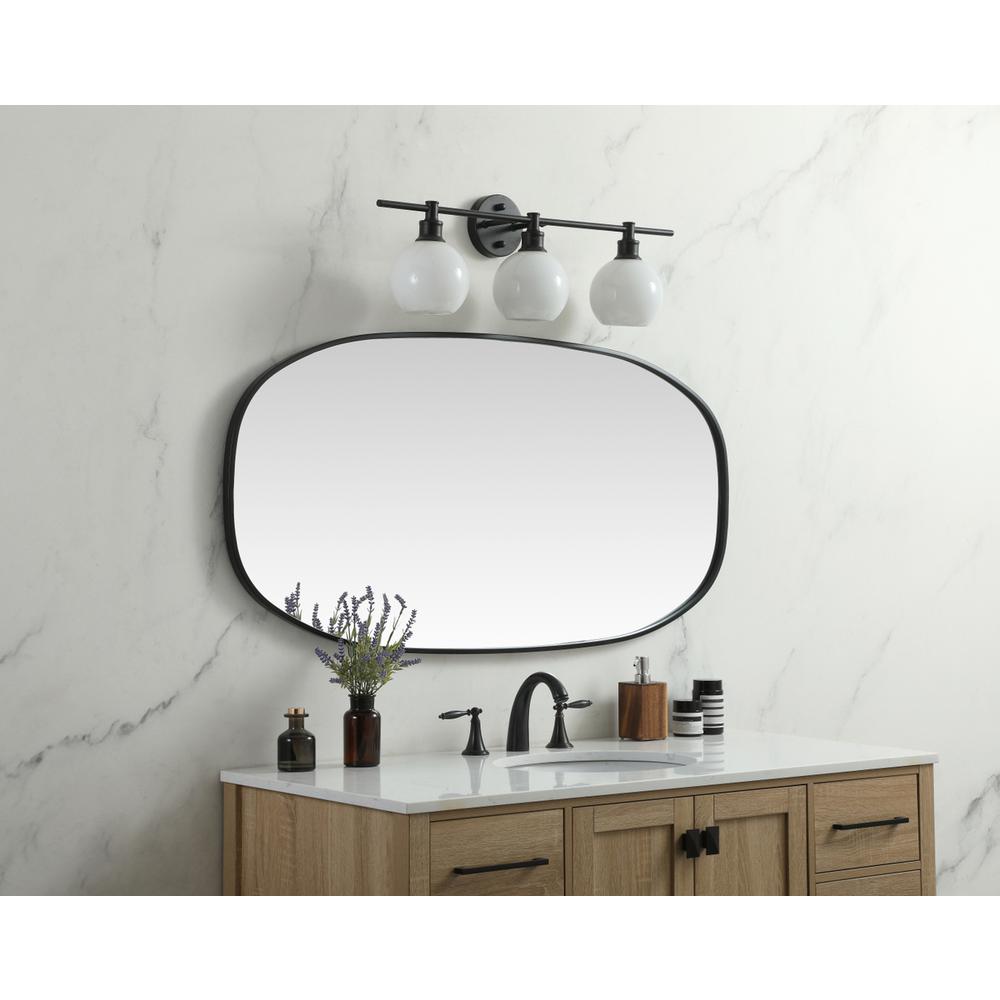 Metal Frame Oval Mirror 24x48 Inch in Black