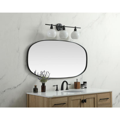 Metal Frame Oval Mirror 24x48 Inch in Black