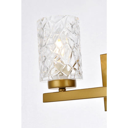 Cassie 2 lights bath sconce in brass with clear shade
