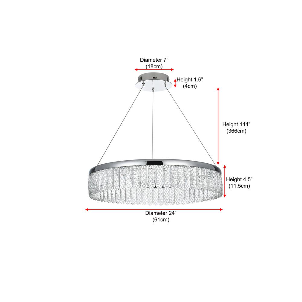 Rune 24 inch Adjustable LED chandelier in Chrome