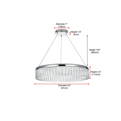 Rune 24 inch Adjustable LED chandelier in Chrome