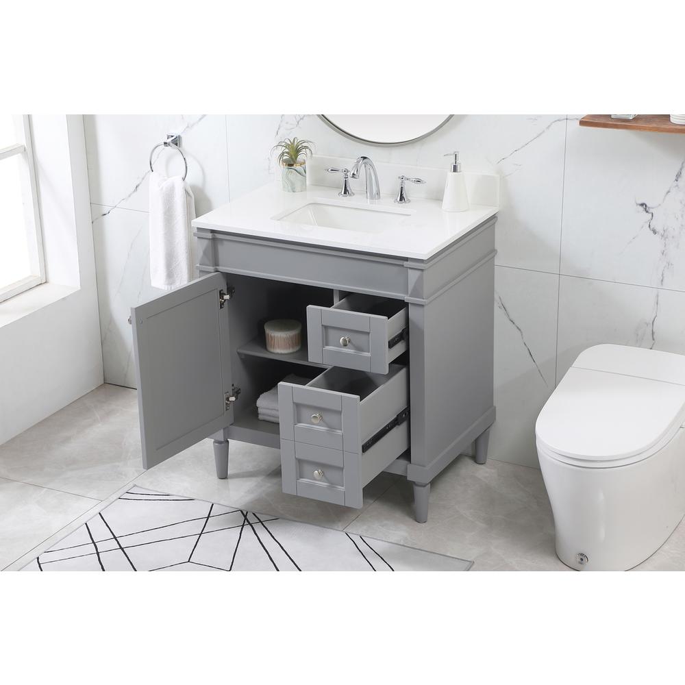 32 inch Single bathroom vanity in grey with backsplash