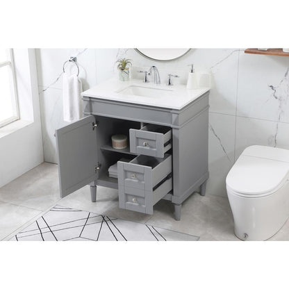 32 inch Single bathroom vanity in grey with backsplash