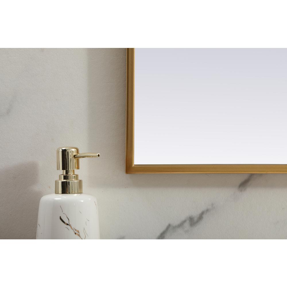 Metal Frame Arch Mirror 42x30 Inch in Brass