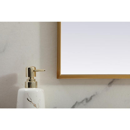 Metal Frame Arch Mirror 42x30 Inch in Brass