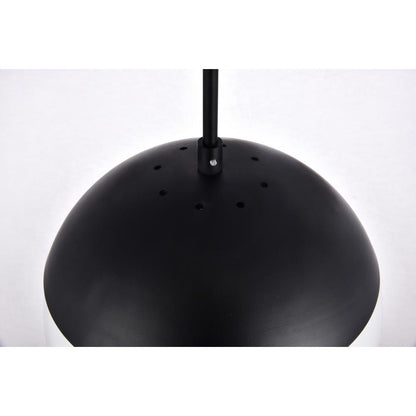 Eclipse 1 Light Black Pendant With Frosted White Glass