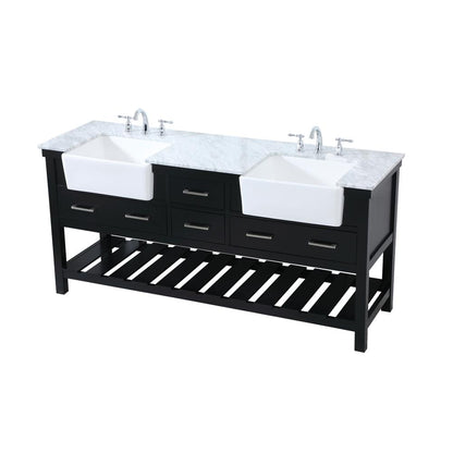 72 inch double bathroom vanity in black