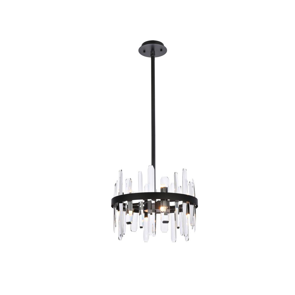 Serena 16 inch crystal round pendant in black