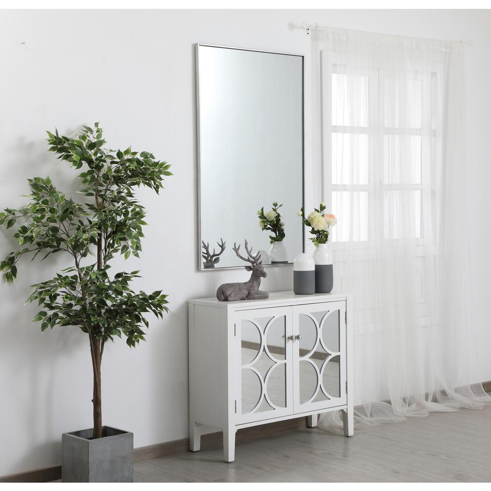 Metal frame rectangle mirror 30 inch in silver