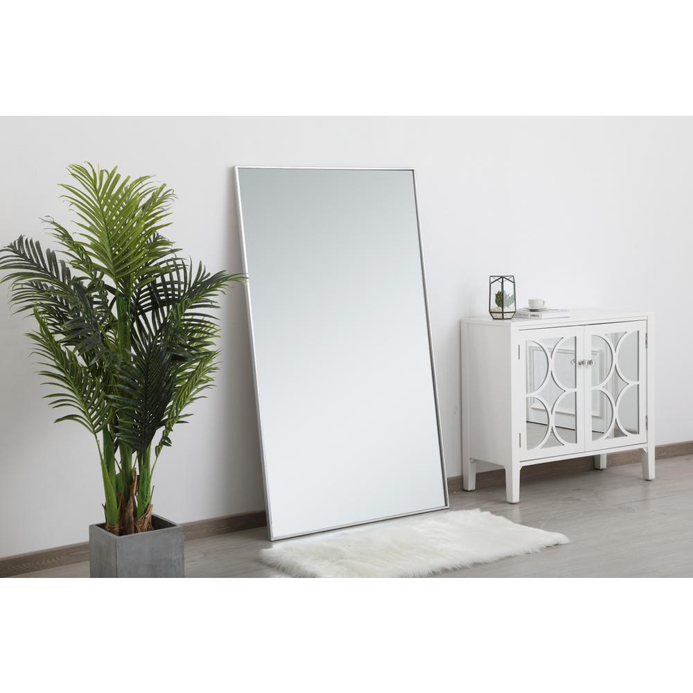 Metal frame rectangle mirror 36 inch in silver