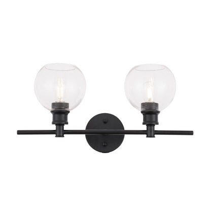 Collier 2 light Black and Clear glass Wall sconce