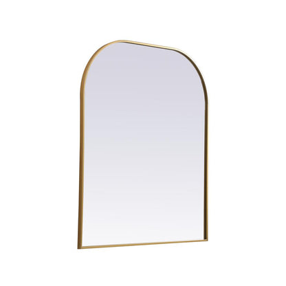 Metal Frame Arch Mirror 36x34 Inch in Brass