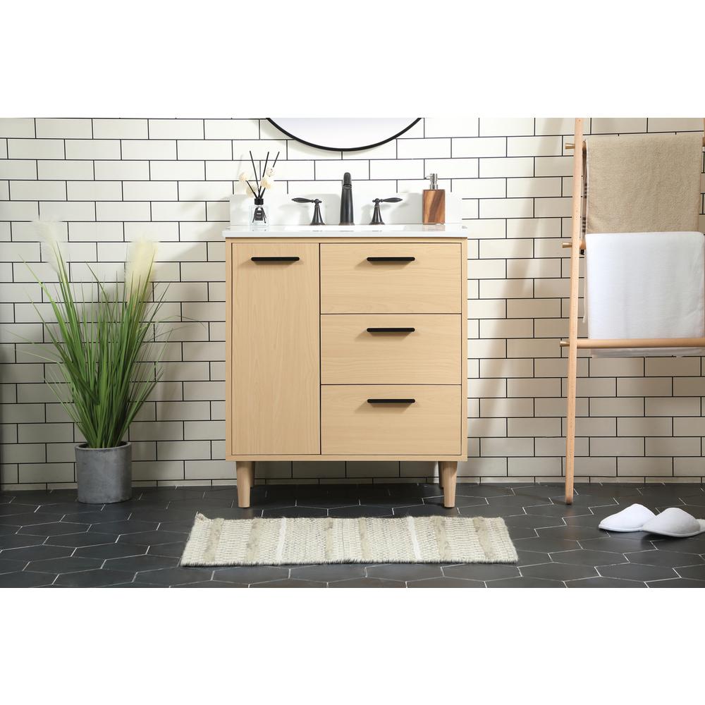 30 inch bathroom vanity in Maple with backsplash