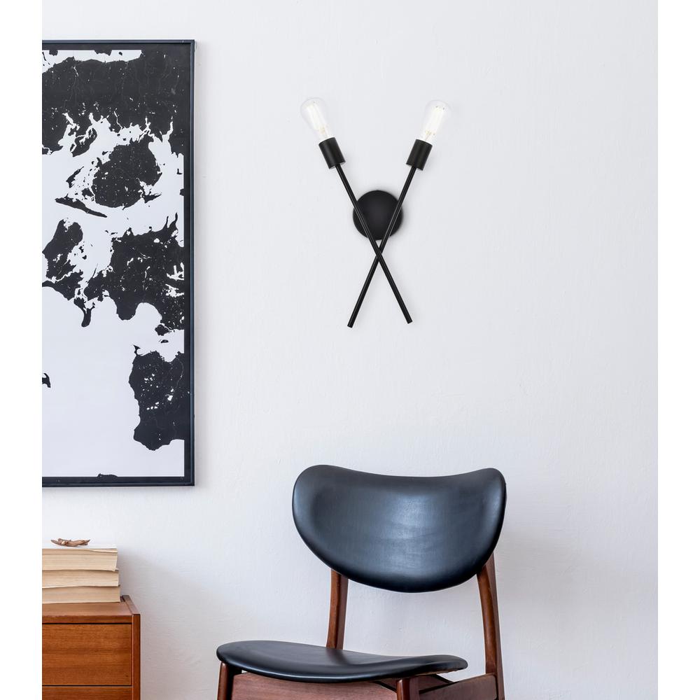 Armin 2 lights wall sconce in black