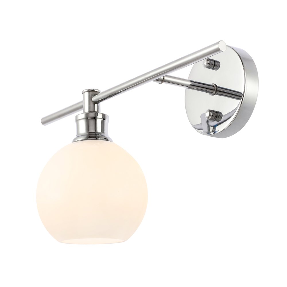 Collier 1 Light Chrome And Frosted White Glass Left Wall Sconce