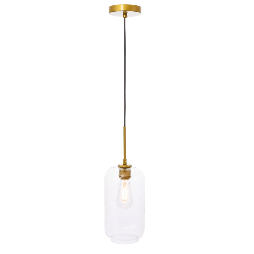 Collier 1 Light Brass And Clear Glass Pendant