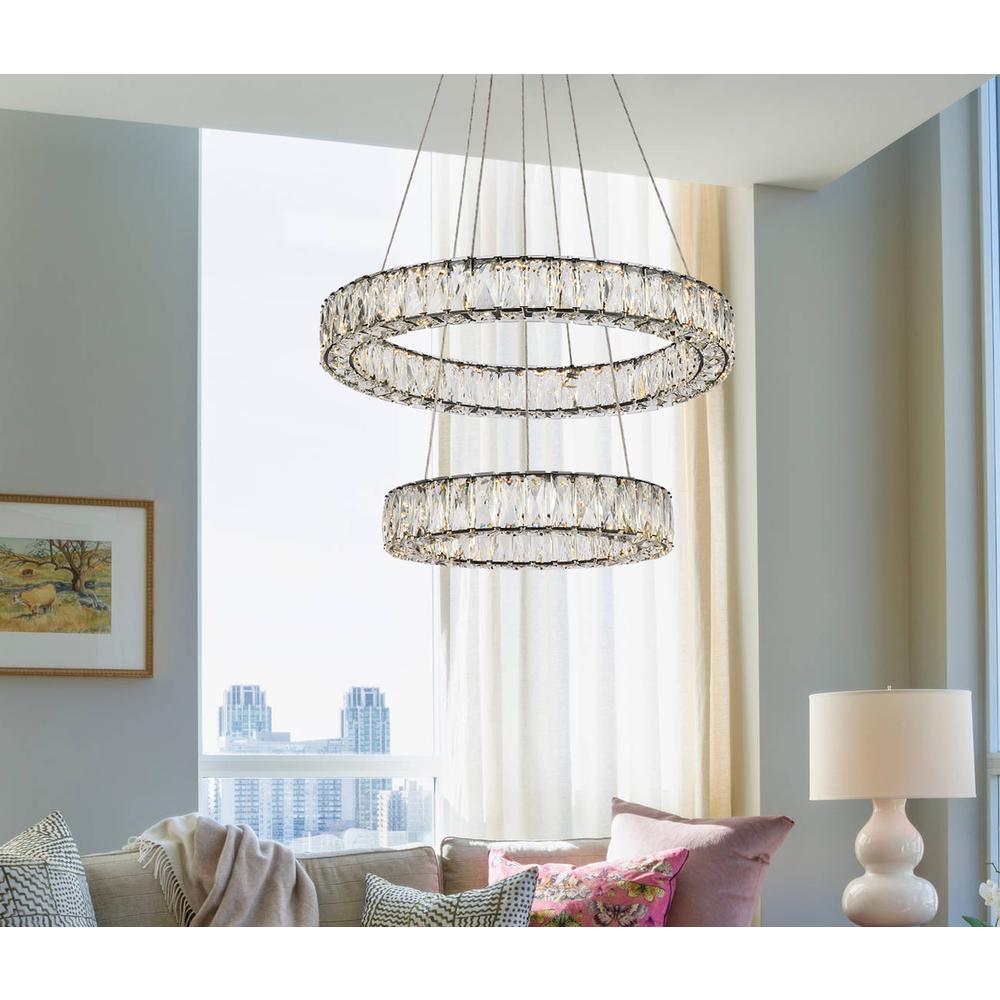 Monroe 24 inch LED double ring pendant in black