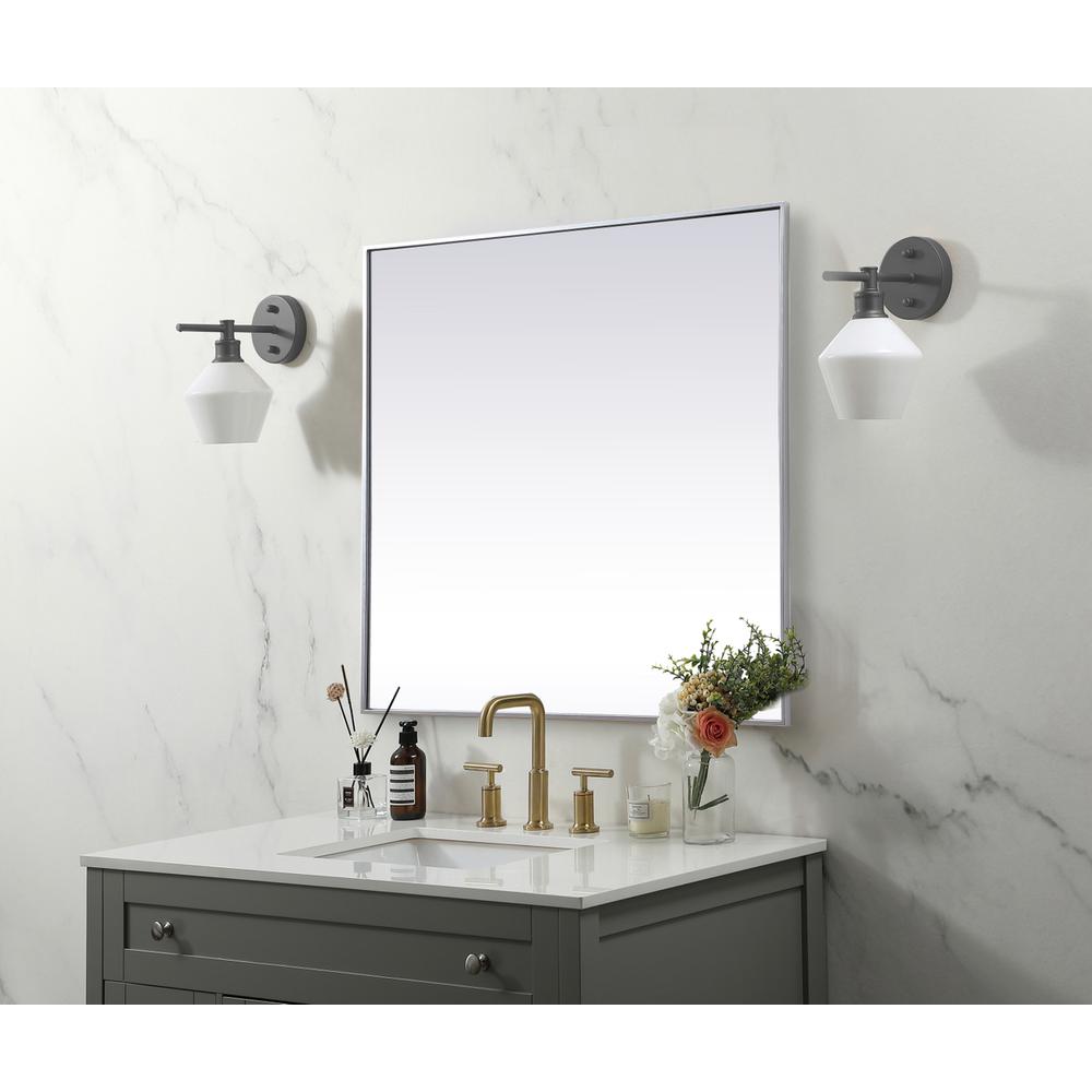 Metal Frame Square Mirror 42 inch in Silver