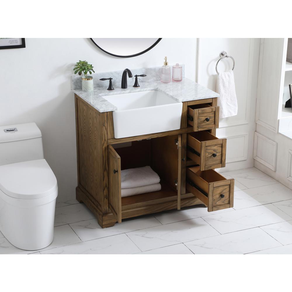 36 inch Single bathroom vanity in driftwood with backsplash